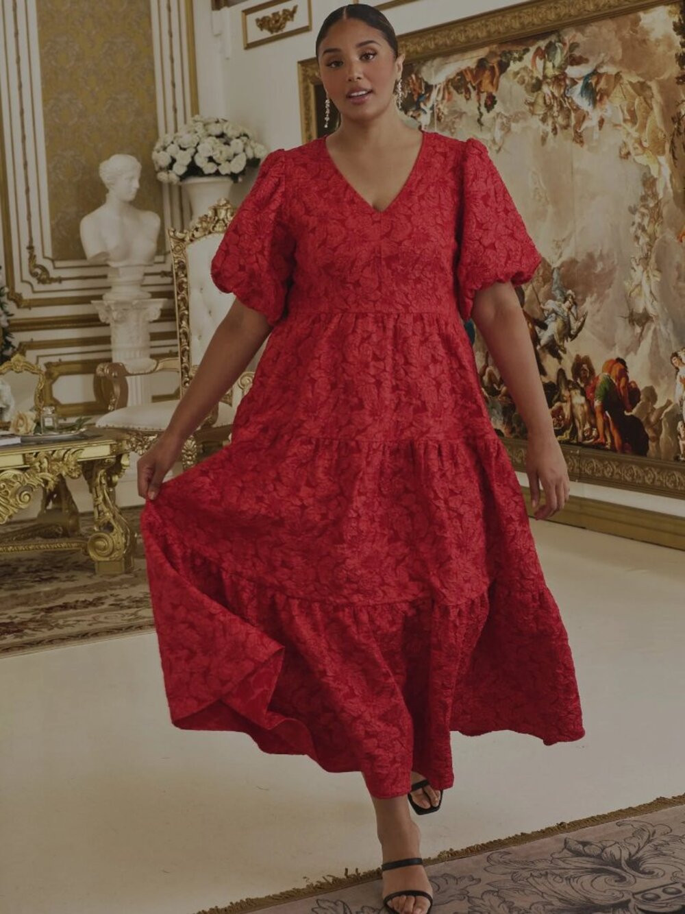 Sugarlips Arielle Jacquard Maxi Tiered Occasion Dress 1X NWT